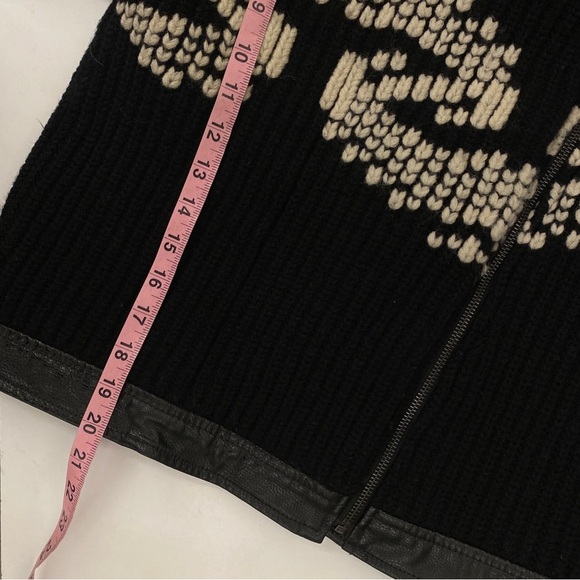 Anthropologie || Ett:twa Sweater Knit Moto Leather Jacket Black Small - Picture 7 of 8